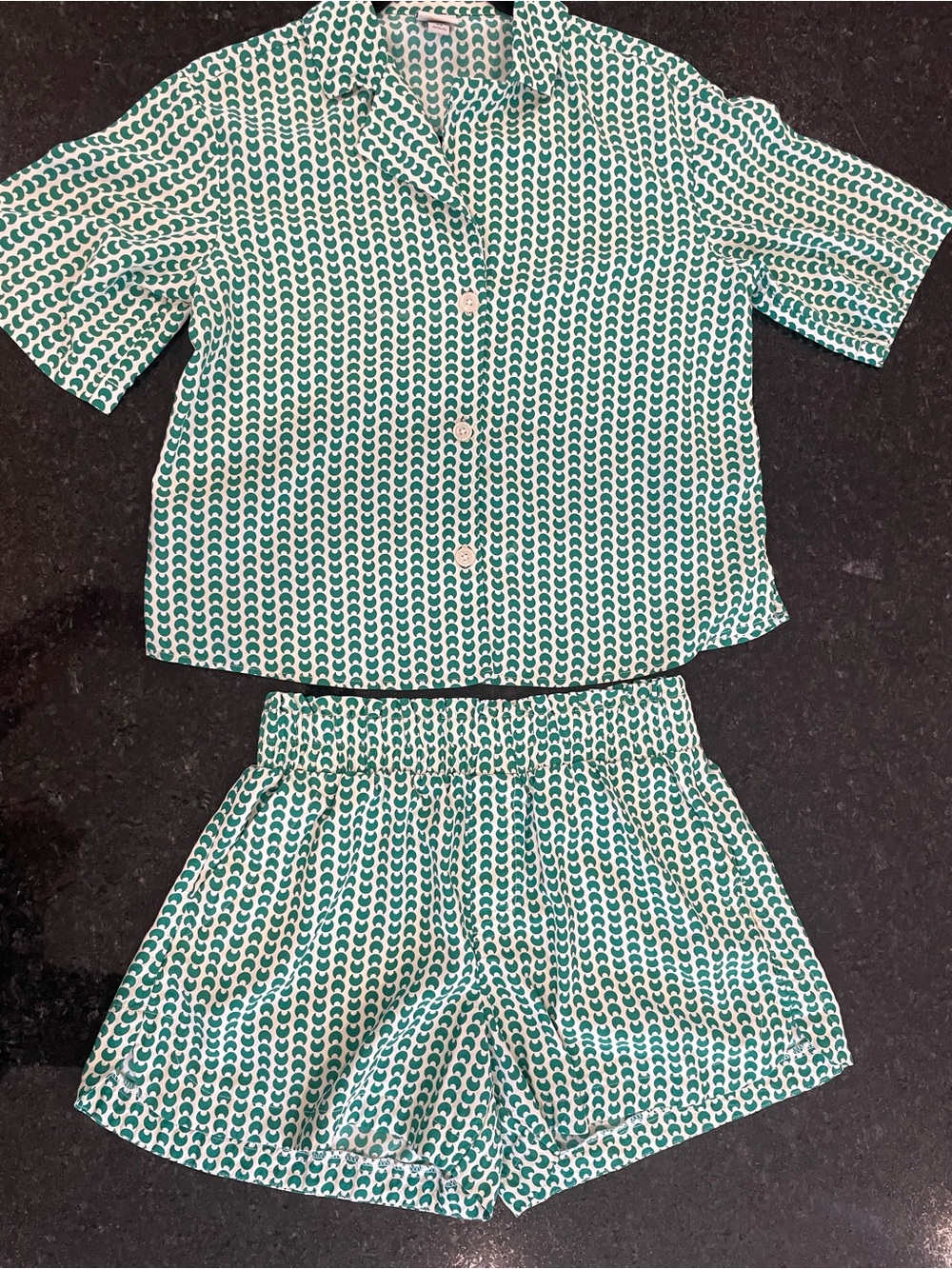 A New Day High-Waist Green Printed Short Set